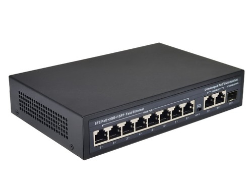 8-Port 100Mbps+2-Port Gigabit+1-Port Gigabit SFP POE Switch mit Stromkabel - Afbeelding 2 van 6