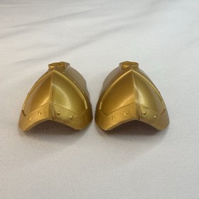LEGO Large Figure Armor Shoulder Plates Pin Hole - Flat Dk Gold 50602 - Lot of 2