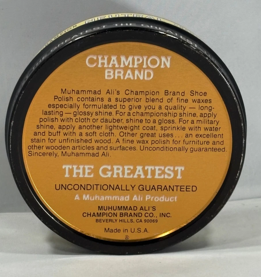 Muhammad Ali - Champion Brand Neutral Shoe Polish - Full Tin - Image 2 of 4