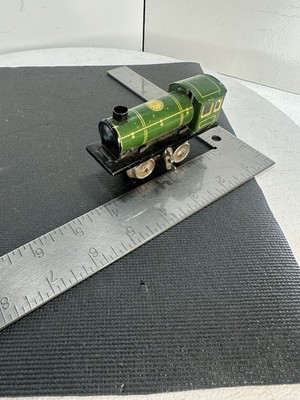 Vintage Made In Bavaria Germany Wind-Up Tin Toy Steam Locomotive Clockwork Train