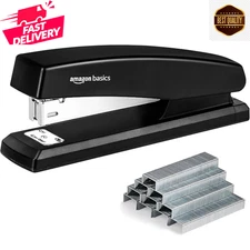 Stapler with 1000 Staples, Office Stapler, 25 Sheet Capacity, Non-Slip, Black