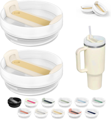 #ad 40 OZ Tumbler Lid Compatible for Stanley Quencher 2 Pack Spill Proof Splash Res $18.95