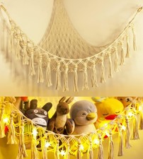 Stuffed Animal Toy Storage Hammock with LED Light - Macrame Jumbo Doll Corner