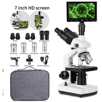 O M83EZ 40 X -2500 X Trinocular LED Lab Compound Microscope with Double Layer