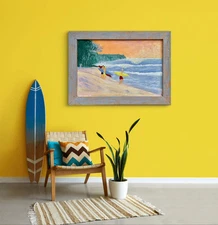 Exquisite Vintage Surfing Painting (Surfers/Surf)