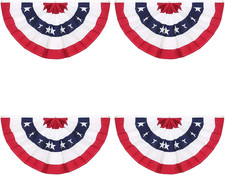 American Pleated Fan Flag,3 X1.5 Ft USA Patriotic Flag Bunting Half Fan Banner D