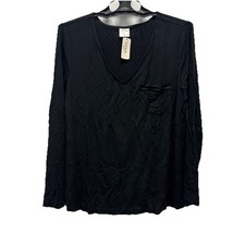 NWT Size L Soma Women Cool Nights Black Long Sleeve V-Neck Pajama Top