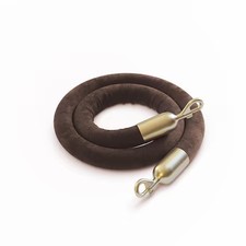 MONTOUR LINE PVR150-100-TN-SE-SB Velvet Rope Brown With Satin Brass Snap Ends
