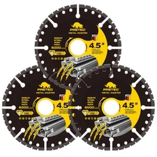 Diamond Cutting Wheel 4 1/2 Inch Metal Cut-Off with 6000+ Cuts on Rebar - 3 Pack