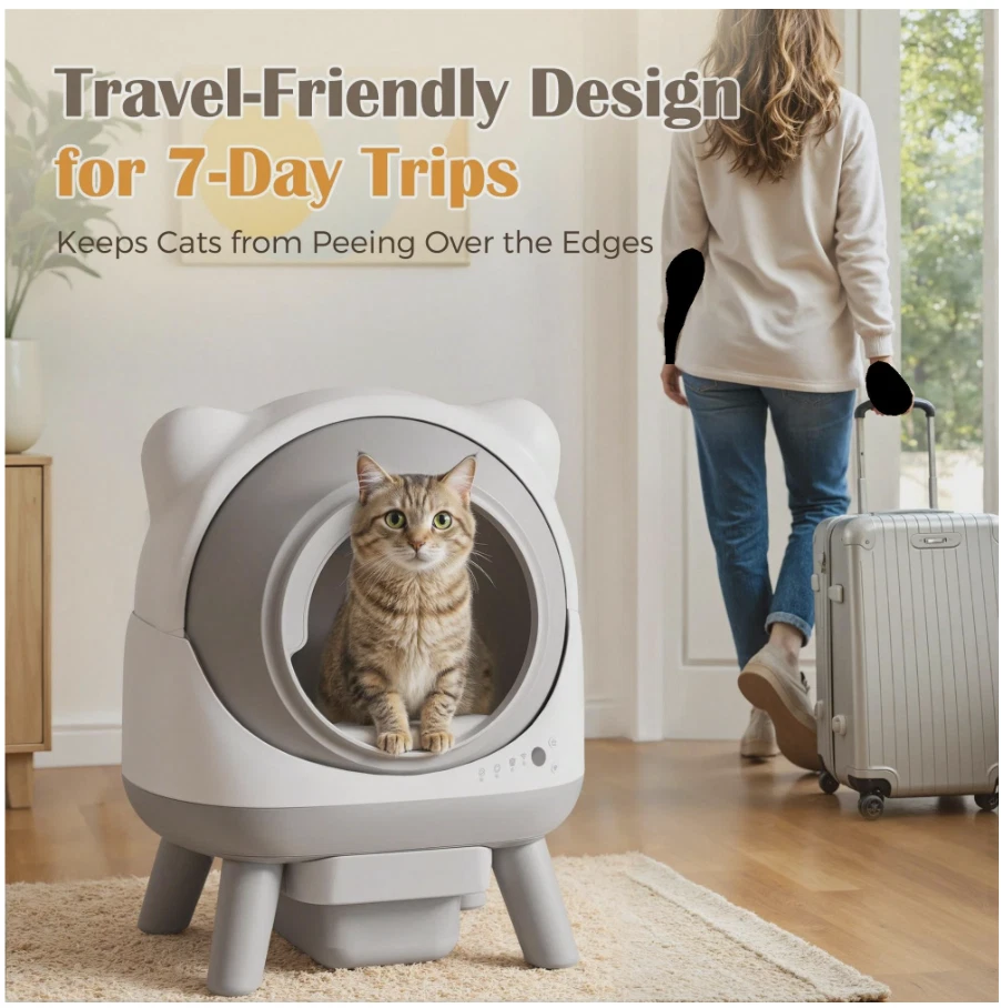 Caja de arena para gatos autolimpiante automática Furniwell Cat-Ear - Sensores inteligentes, APP Co Foto 2 de 4