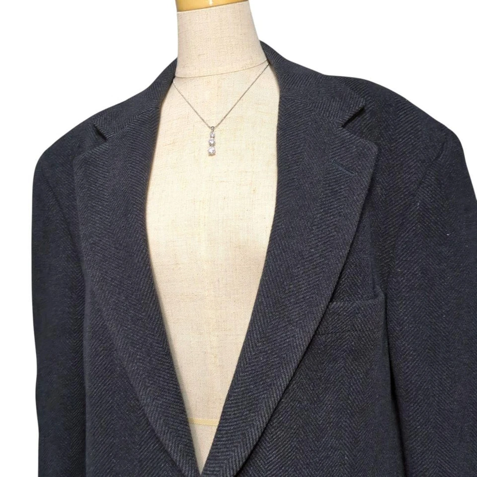 Burberry London Wool Jacket Navy L Herringbone Tailored US Size M Authentic - Image 3 of 4