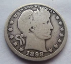 1898 P Barber Quarter  (inv566)
