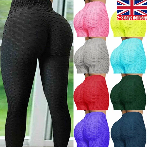 Womens High Waisted Yoga Pants Tummy Control Leggings Butt Lift Anti Cellulite - Picture 2 of 15