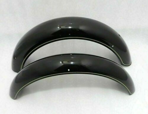 FOR ROYAL ENFIELD 500CC FRONT &REAR MUDGUARD FENDER BUMPER SET GOLDEN LINING ECs - Picture 1 of 12