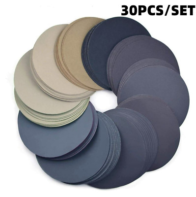 6'' Hook and Loop Orbital Sandpaper Pads 800-3000 Grit Wet Dry Sanding Disc 30PCS