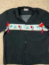 Paradise Found Aloha From Hawaii Hawaiian Shirt Mens Black - Birds, Flowers XL