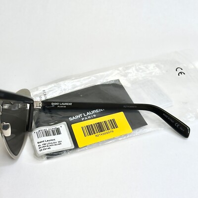 SAINT LAURENT LOULOU SL 196 SL196 Black Silver Mirror Metal Heart