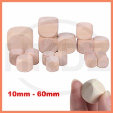 Wooden Dice Dices Plain Blank Cube Untreated RPG Craft 10,16,20,25,30,40,50,60mm