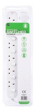 6 GANG SOCKET EXTENSION CABLE LEAD w/ SWITCHES 2M 13A MASTERPLUG SWC6210N WHITE