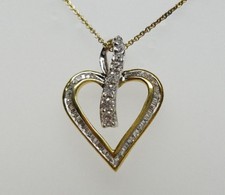 18k Gold over Genuine 925 Sterling Silver CZ Heart Charm Ladies Pendant Necklace