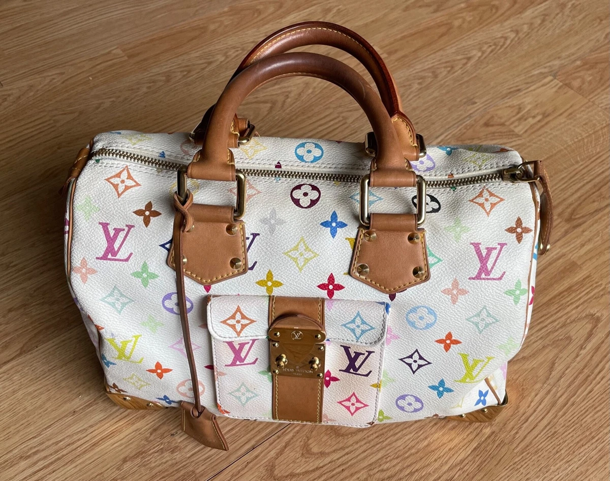 Louis Vuitton Murakami White Multicolor Blanc Speedy 30 98lv215s