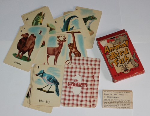Vintage Animal Bird Fish Card Game 1940s ED-U Cards CT6 - Picture 5 of 7
