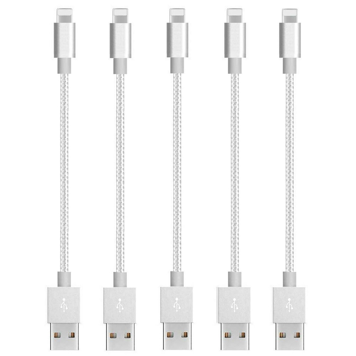 CableCord Short Nylon Braided USB Charging Cable/Data USB Silver