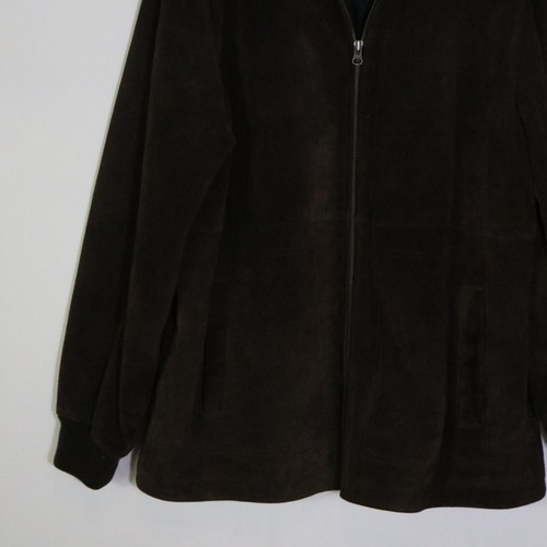 Vintage Y2K 2001 Old Navy Mens Chocolate Brown Suede Jacket Large Bomber Grunge - Picture 6 of 10
