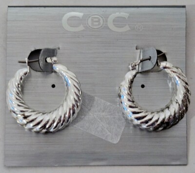 MACY'S Hoop Earrings CBC~ Silver Color NWT