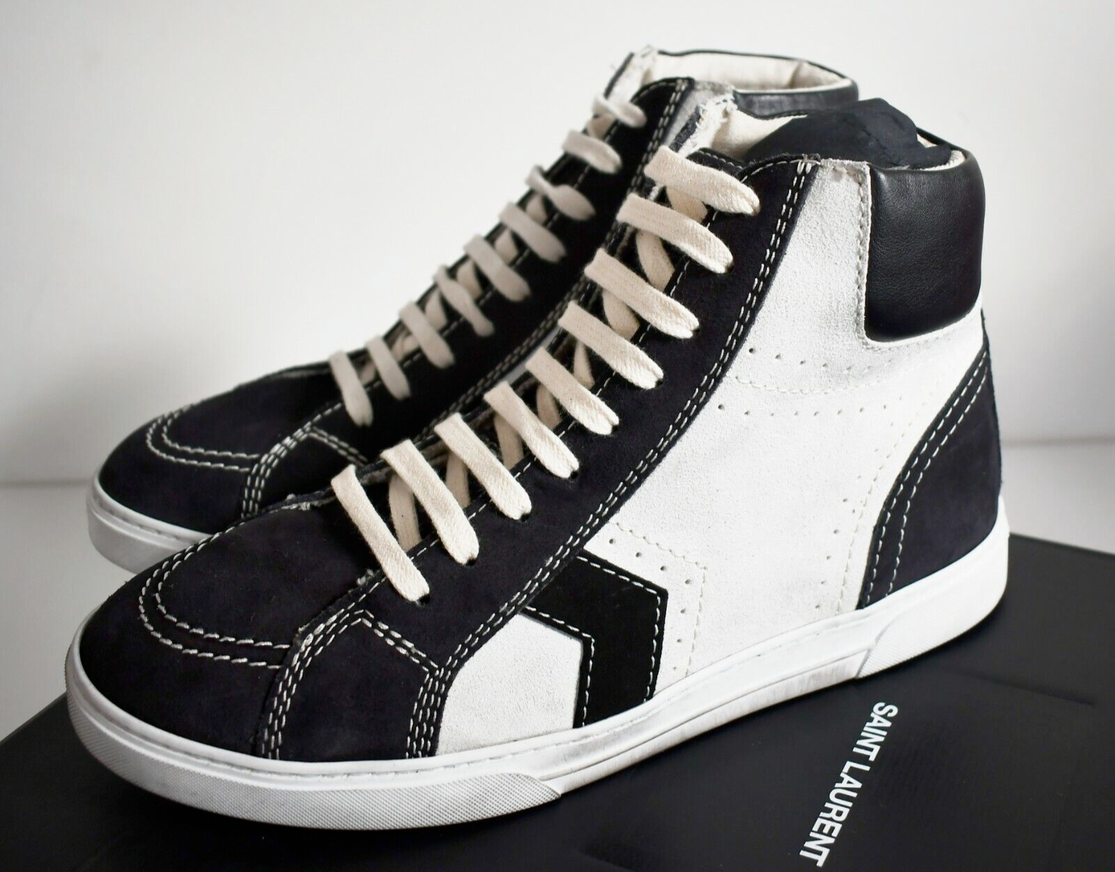 SAINT LAURENT Paris ANTIBE FORI scarpe da ginnastica alte in pelle scamosciata EUR 41 5 US 8 5