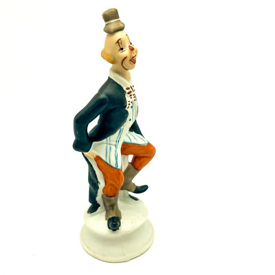 Vintage Clown Figurine Ceramic Orange Pants Bowtie Hat Coat Unbranded