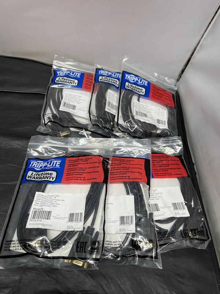 Lot 10 TRIPP-LITE VGA MONITOR EXTENSION CABLE, HD15 MALE/FEMALE - 10FT P510-010 - Image 3 of 4