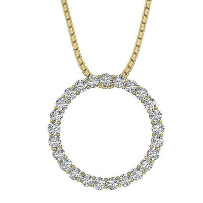 Circle Pendant Necklace Round Diamond 0.45 Carat SI1 G 14K White Gold 1.50MM