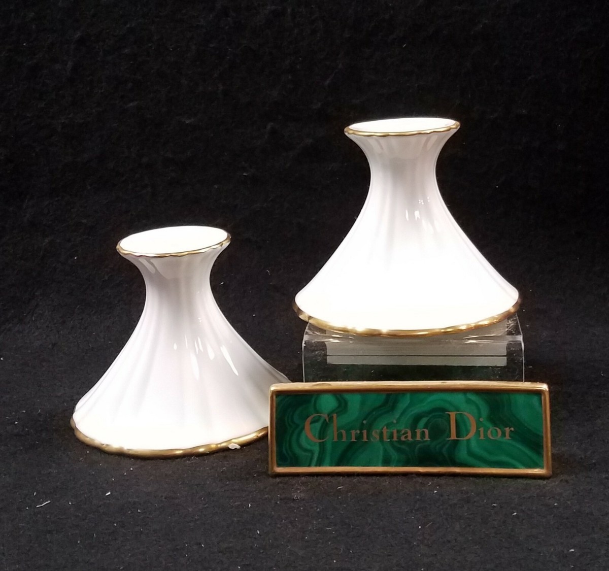 CHRISTIAN DIOR Candle Holder White & Gold Trim Made In JAPAN | eBay