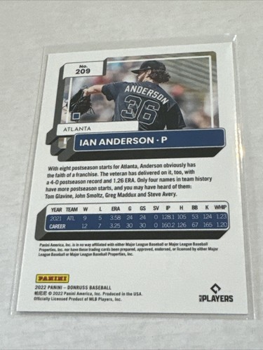 2022 Donruss Ian Anderson Orange Foil Parallel NM - Picture 2 of 2