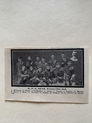 E.P.C. Team Evansville IN Indiana 1913 Baseball Team Picture