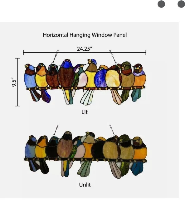 Panel de ventana de vitral multicolor pájaros en alambre NUEVO River of Goods Foto 2 de 3