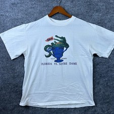 Vtg Florida Gators Vs Notre Dame T Shirt Mens XL SEC Champs White Single Stitch