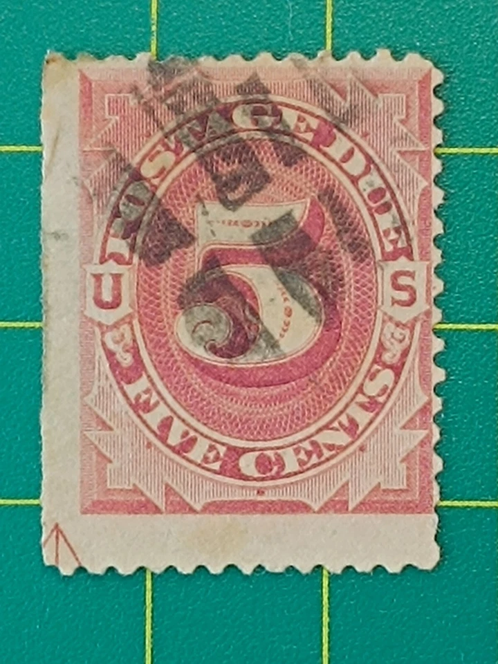 US Stamp,Scott #J25 1891,5c used,Guide Line Arrow Lower Left Corner,Fine,Rare - Image 2 of 4