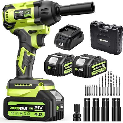Robustrue 1/2'' Cordless Impact Wrench w/ 550N.m Torque 2x4.0Ah for Multiple Uses