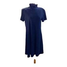 K.C. Spencer New York vintage black velvet mock neck short sleeve dress 8