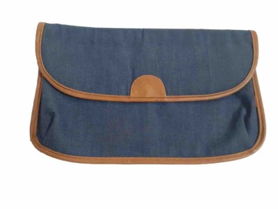Levi s Orange Tab Purse 70s Denim Blue Jean Clutch Bag Tan Leather HAS WEAR READ