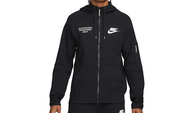 Nike Felpa C/Cappuccio Uomo Sportswear Fleece Full Zip  - 010 (Nero/Bianco)