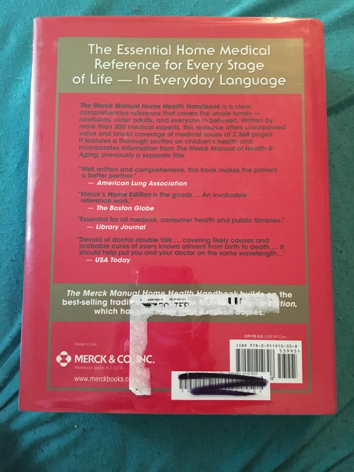 The Merck Manual Home Health Handbook by Merck Editors (2009, Hardcover) |  eBay