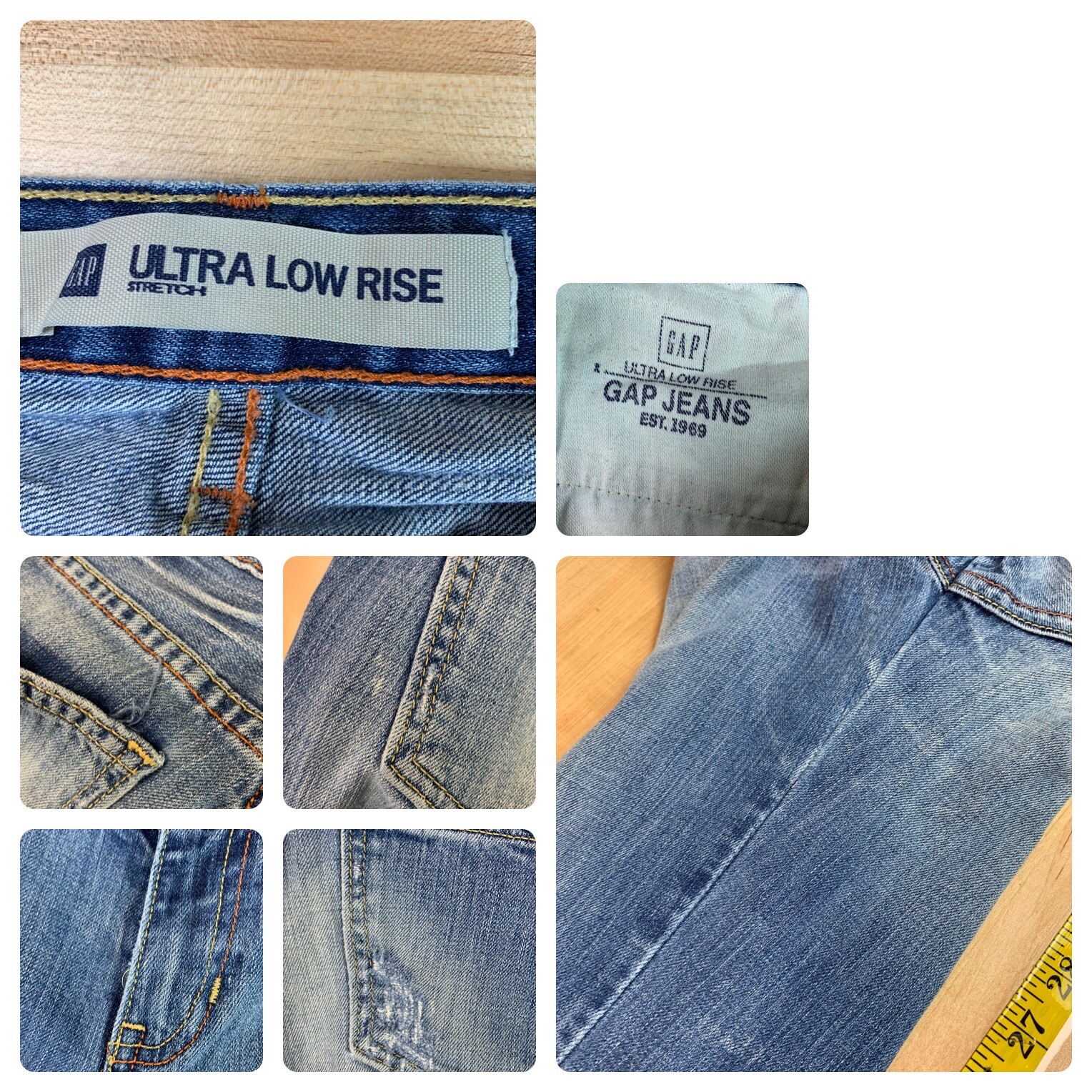 GAP Womens Jeans 28x32 Ultra Low Rise Bootcut Blue De… Gem