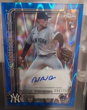 2025 Topps Chrome Rc Autograph Will Warren #RA-WWA Blue Wave Refractor /150