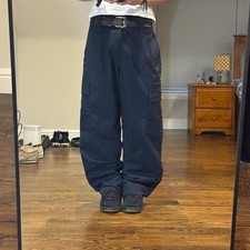 2000s vintage baggy wide leg blue cargo pants