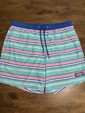 Vineyard Vines Swim Trunks Men Medium Striped Mesh Lined Shorts Stretch
