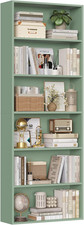 Bookcase 6 Tiers Bookshelf Green Tall Bookcase with Open Storage Shelf Freestand