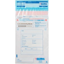 Global Industrial MasterCoin Coin Bag W/ Reinforced Handle 12"W x 19"H Clear